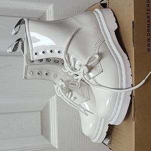 RARE Dr Martens 1460 Mono Patent White boots